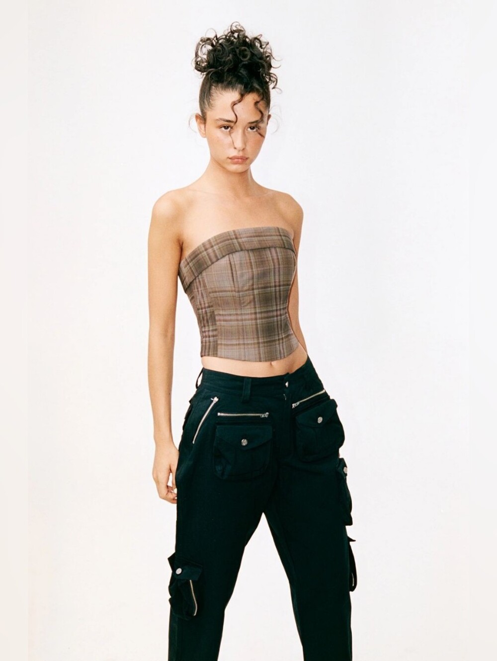 NWT With Jean Carla Corset Top, Size Small, Plaid, Tube Corset Top